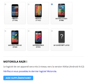 Le Motorola RAZR i aura sa part de KitKat (Android 4.4.2)