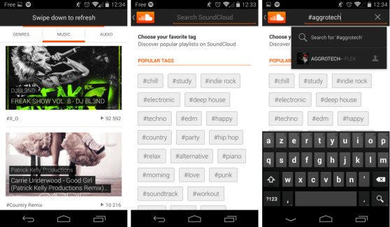 SoundCloud 2.8 accueille le tirer-pour-actualiser et la recherche par Hashtags sur Android