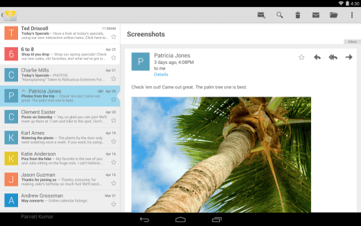 Google publie son application E-mail sur le Play Store