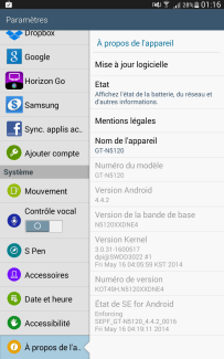La tablette Samsung Galaxy Note 8 reçoit KitKat en Suisse