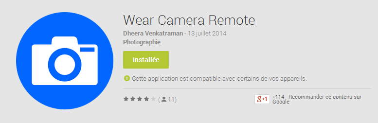 Wear Camera Remote : une app pour contrôler l’appareil photo depuis Android Wear avec aperçu vidéo