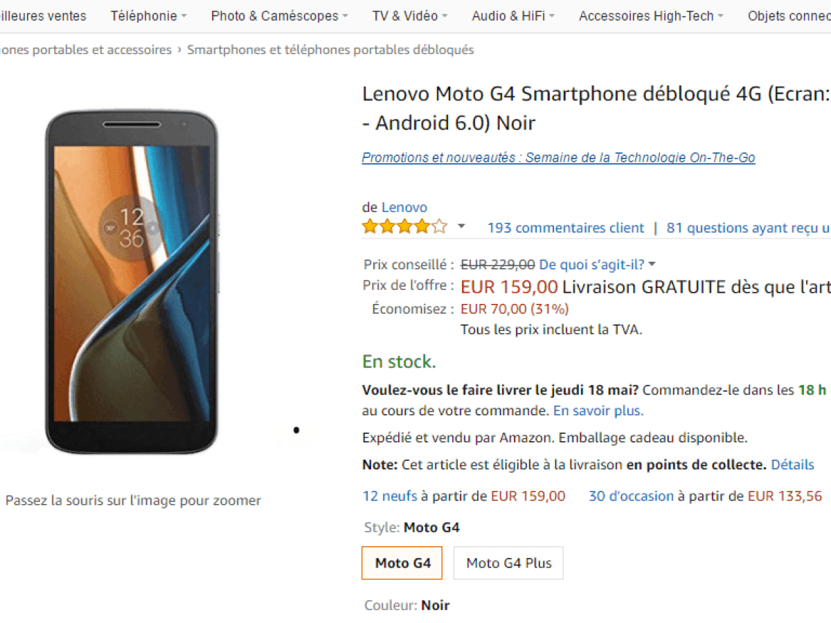 🔥 Bon plan : le Lenovo Moto G4 à 159 euros sur Amazon