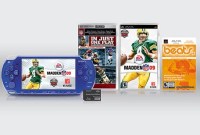 Une PSP bleue métallique avec Madden NFL 09