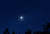 Ne manquez pas le bel alignement entre la Lune, Mars, Jupiter et Saturne