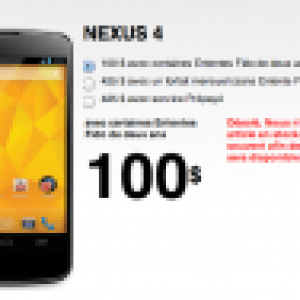 Au Canada, Fido lance le Nexus 4 à partir de $100