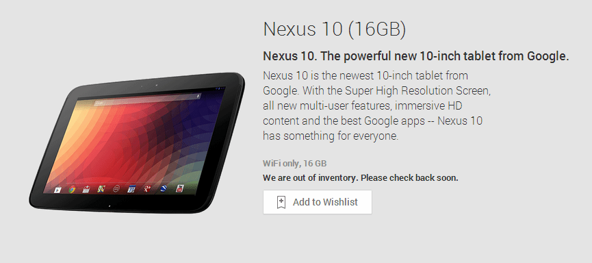 Google Nexus 10 2013 : pas de réapprovisionnement prévu pour l’édition 2012, une nouvelle sortie imminente ?