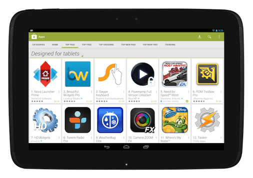 Play Store : une nouvelle version adaptée au format tablette est disponible