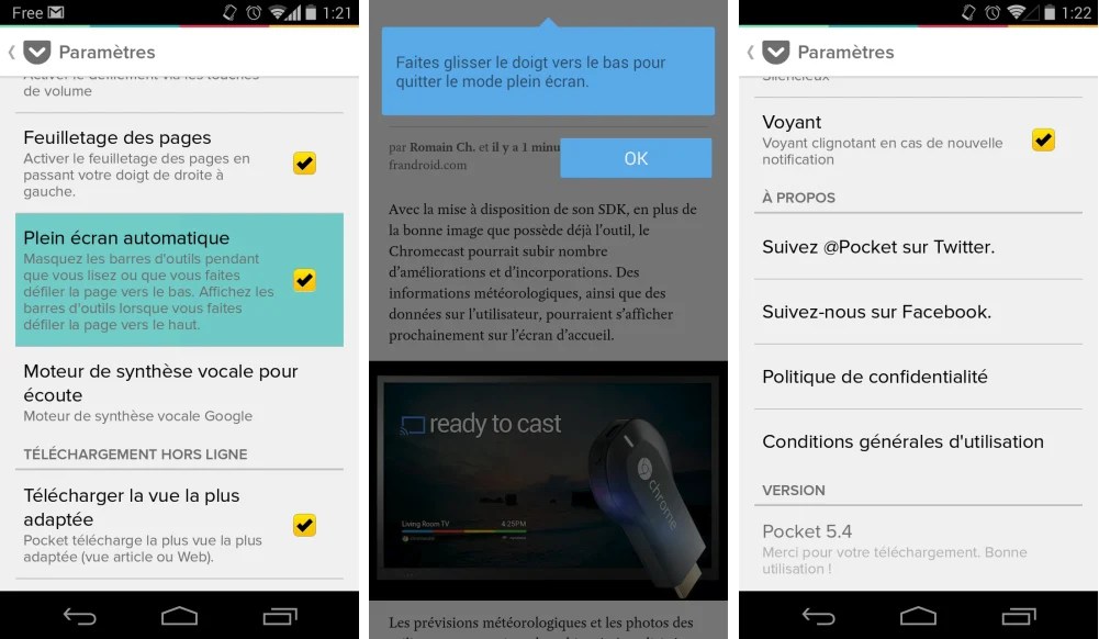 Pocket : l’appli accueille le mode immersif sur Android