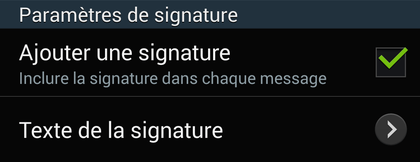 Comment insérer une signature automatique sur Android ?