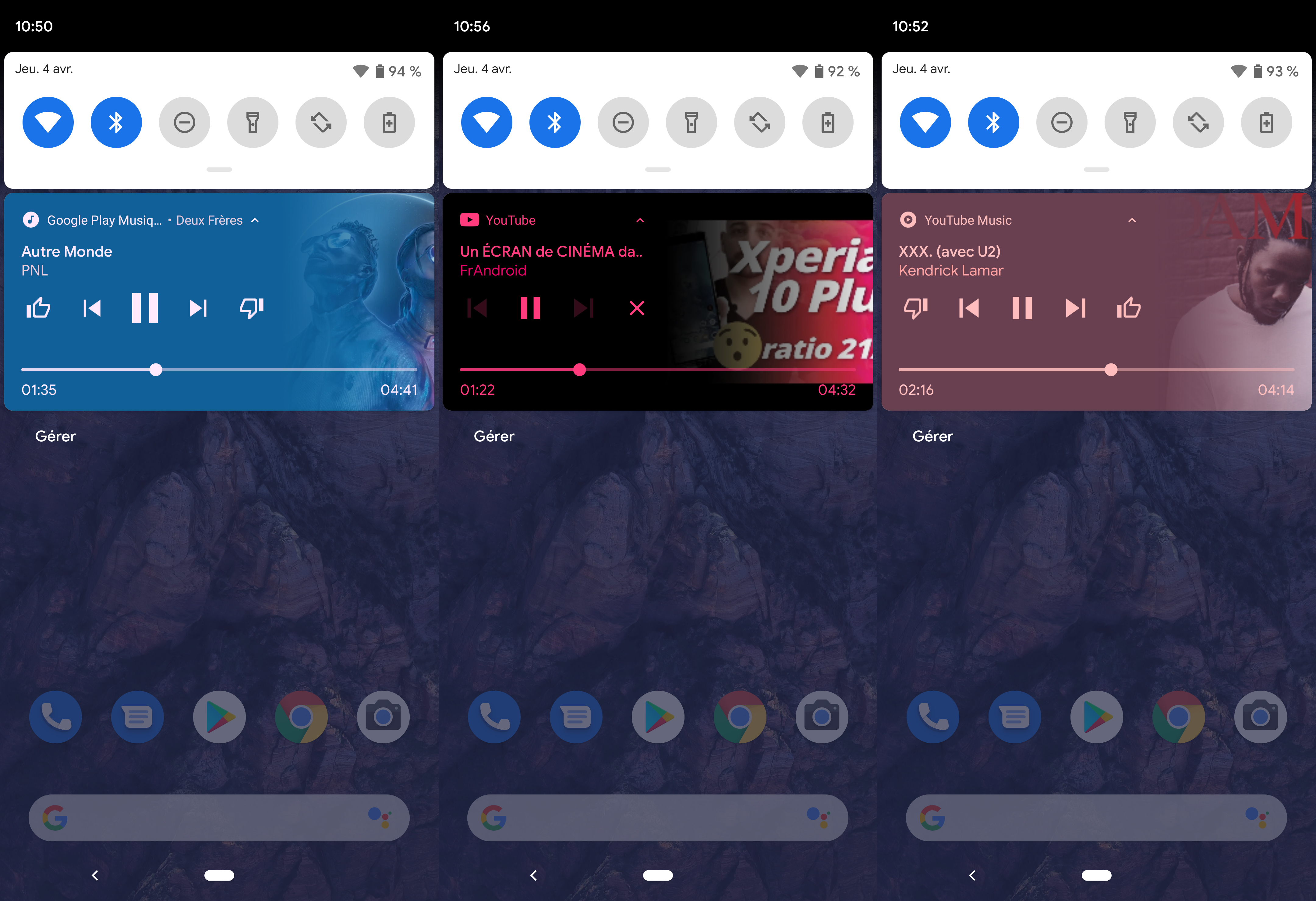 Musique et vidéo : Android 10 Q affiche la progression dans les notifs