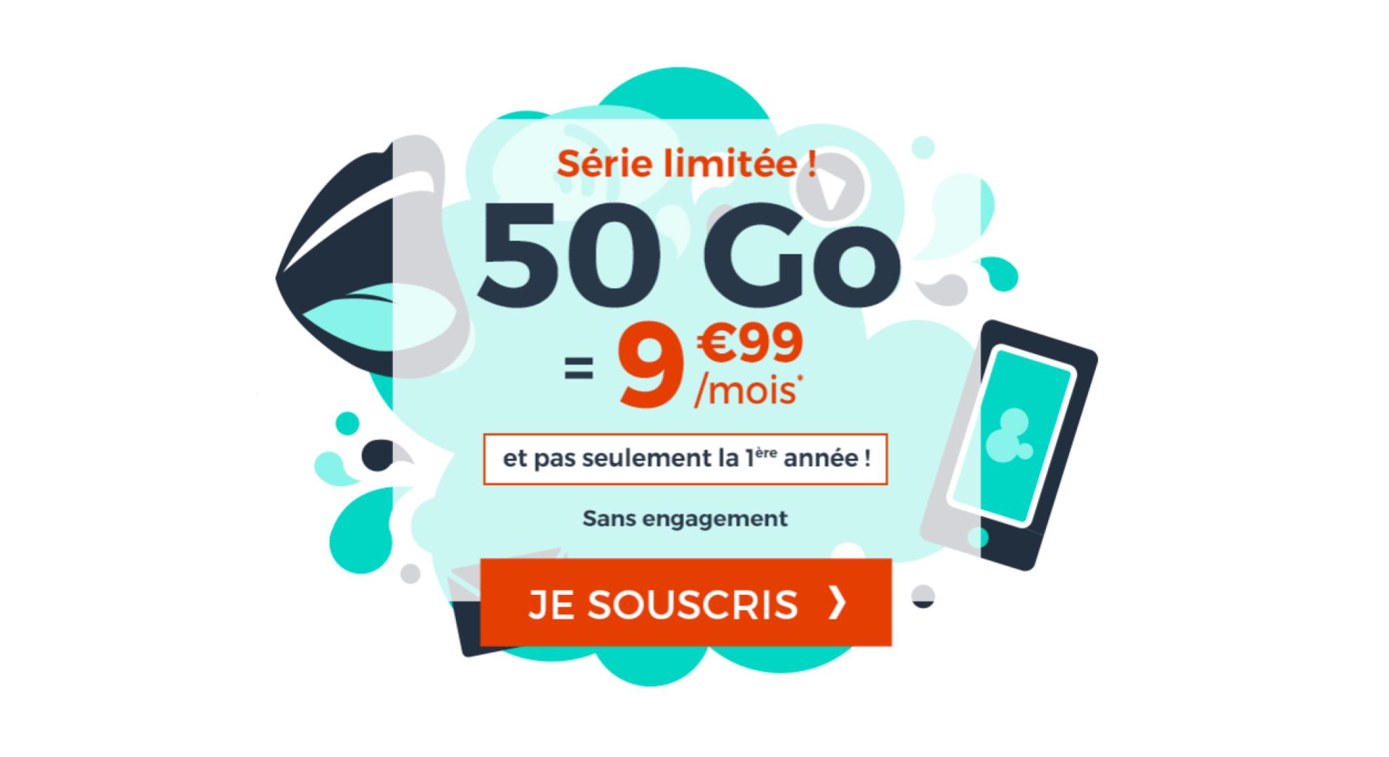 Un forfait mobile 50 Go pour 9,99 euros/mois à vie, qui dit mieux ?