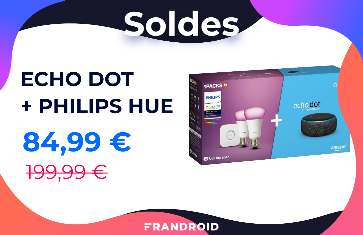 Ce pack Echo Dot + 2 ampoules Philips Hue n’est qu’à 85 € pour les soldes