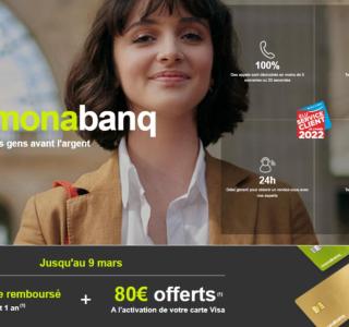 Monabanq rembourse votre compte pendant un an et ajoute 80€ de prime