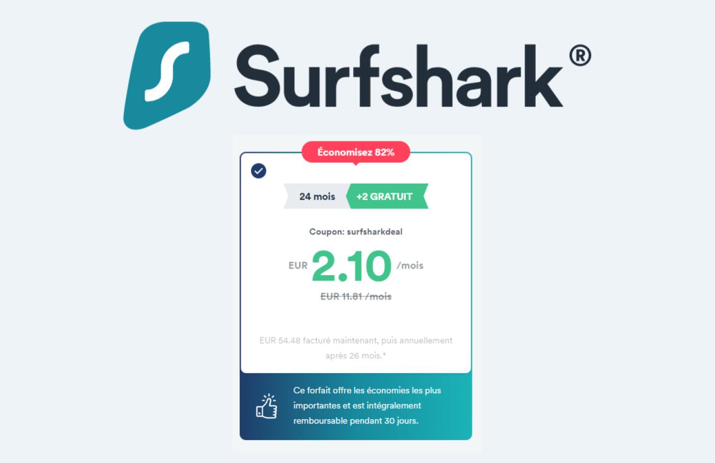 VPN : Surfshark devient de plus en plus abordable (seulement 2,10€/mois)