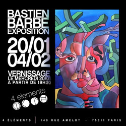 Exposition Bastien Barbe au bar 4 éléments, Paris