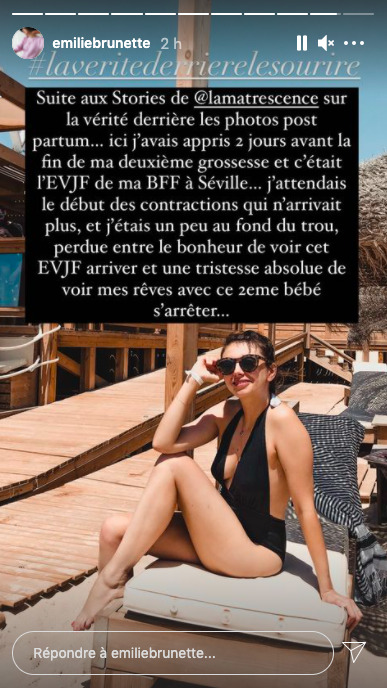 Capture d’écran de la story d’Émilie Daudin sur son compte Instagram