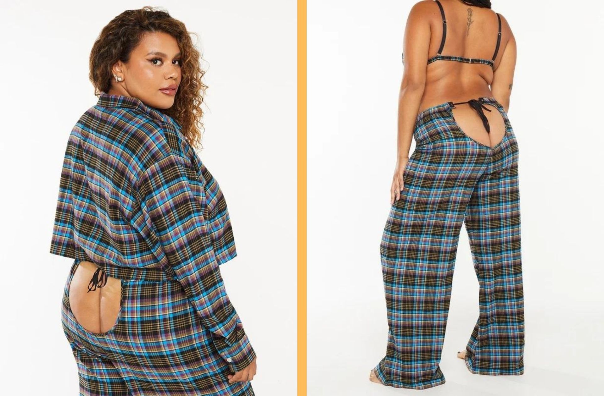 Pantalon de pyjama en tartan ouvert sur les fesses — Savage x Fenty — à partir de 12€.